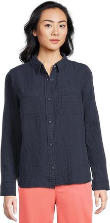 L.L.Bean Cloud Gauze Shirt Long Sleeve Womens Clothing Classic Navy : XL, Cotton