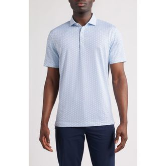 Johnnie-O Emillio Geo Print PREP-FORMANCE Golf Polo in Lake at Nordstrom Rack, Size X-Large