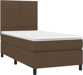 vidaXL Cama Box Spring Con Colch&oacute;n Tela Marr&oacute;n Oscuro 90x200 Cm Vidaxl