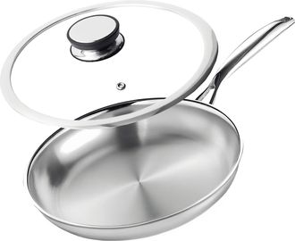 OEM Sart&eacute;n Profesional Hikari De Acero Inoxidable De 28 Cm Con Tapa, Apta Para Inducci&oacute;n Y Gas