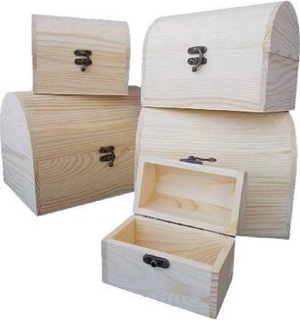 Trade Shop Trade Shop - Set 5 Scatole In Legno Bauletto Decoupage Portagioie Matrioska Scatola Cofanetto