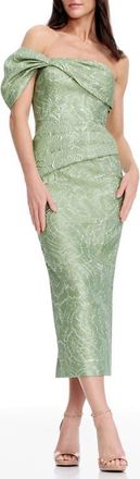 Dress The Population Cyprus Metallic Floral Jacquard Sheath Dress in Sage at Nordstrom, Size X-Large