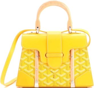 Goyard Structured Saigon Top Handle Bag Coated Canvas with Leather Mini