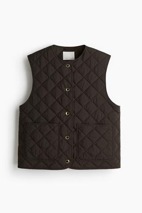 H&M Quilted Gilet in Dark Brown at Nordstrom, Size Xx-Small