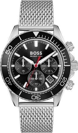 BOSS Sealiner Chronograph Mesh Strap Watch, 44mm in Black at Nordstrom