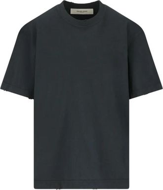 Golden Goose Washed Black Crewneck Logo T-Shirt