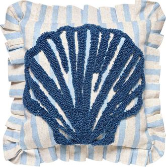 Peking Handicraft Coastal Shell Tufted Hook Pillow