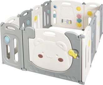 Costway Costway - Parque Infantil Plegable Con 12 Paneles De Hdpe Centro De Actividad Para Ni&ntilde;os Puerta Con Cierre Juguetes De Diversi&oacute;n