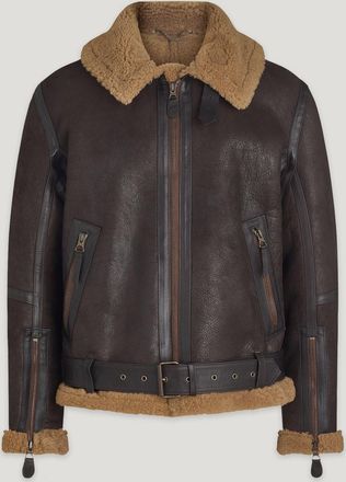 Belstaff Wilder Jacket Mens Aviator Shearling Ebony/dark Sandstone Size UK 34