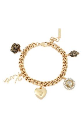 Kurt Geiger Mixed Charm Curb Chain Bracelet in Gold at Nordstrom