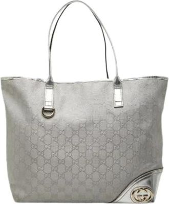 Gucci Pre-owned Tote Bags, female, Gray, Size: ONE SIZE Pre-owned Vintage Tote Shoulder Bag