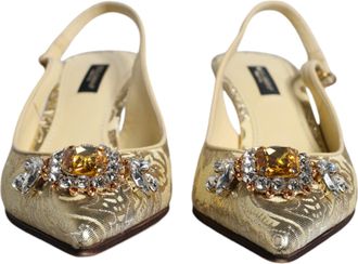 Dolce & Gabbana Gold Crystal Pumps Heels Slingbacks Womens Shoes (Pre-Owned)