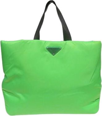 Prada Pre-owned Tote Bags, female, Green, Size: ONE SIZE Pre-owned Padded Nylon Tote Bag