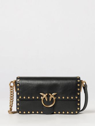 Pinko Love Birds Calfskin Mini Crossbody Bag with Studs