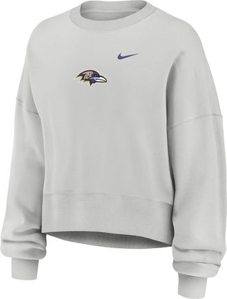 Nike Baltimore Ravens Primetime Phoenix Nike Womens NFL Oversized Pullover Crew in Grey | 01D70BB8G-CSV