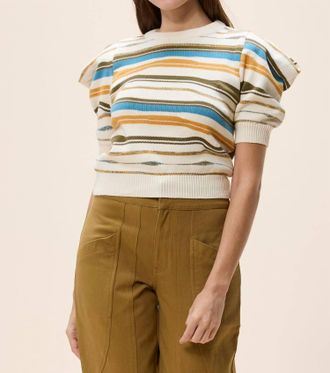 Cleobella Rei Scoop Neck Stripe Sweater In Ivory Multi