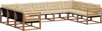 vidaXL Conjunto De Sof&aacute;s De Exterior 9 Uds. Natural Y Beige Vidaxl