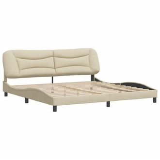 vidaXL Cama Sin Colch&oacute;n Tela Color Crema 200x200 Cm Vidaxl