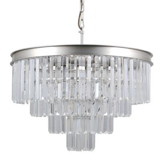 Netlighting Hanging Pendant Silver 8 Light with Crystal Glass Shade E14