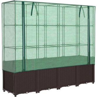 vidaXL Vidaxl - Arriate Con Cubierta Invernadero Aspecto Rat&aacute;n 160x40x153 Cm