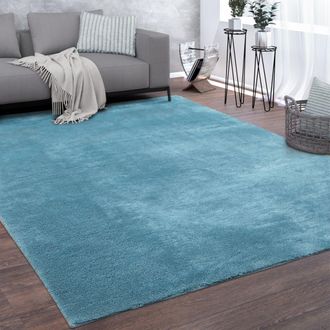 Paco Home Paco Home Alfombra Sal&oacute;n Pelo Corto Lavable Monocolor Moderna Suave Azul Turquesa 80x150 Cm