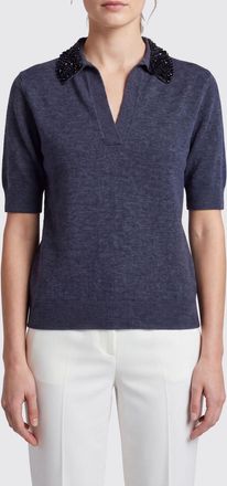 Semicouture Polo in maglia in lana e cashmere con collo gioiello