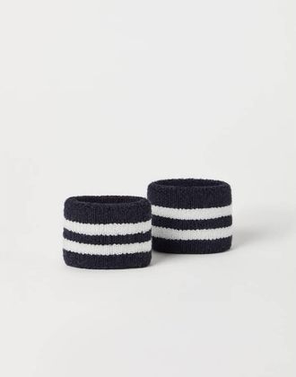 Brunello Cucinelli Navy Striped Knit Wristbands
