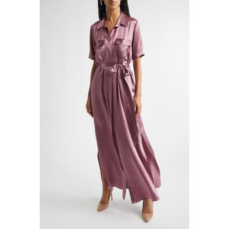 L'agence Klement Utility Silk Maxi Dress in Dusky Orchid at Nordstrom, Size Xx-Large
