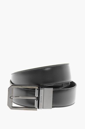 Ermenegildo Zegna Cintura Reversibile in Pelle e Pelle Martellata Ermenegildo Zegna