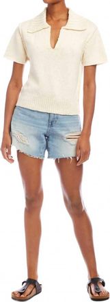 Fifteen Twenty Evie Knit Polo Top In Cream