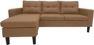 Home Heavenly Sof&aacute; Chaiselongue Reversible 3 plazas en tela marr&oacute;n patas alta
