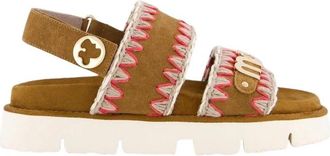 Mou Bio Sandaal met Overstitching in Cogna - Dames - Sandalen - Bruin - 37 EU - Schoenen