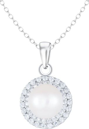 Splendid Pearls Silver 8.5-9Mm Pearl Cz Pendant