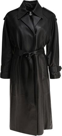 IVY OAK Trench con cintura in pelle - Nero