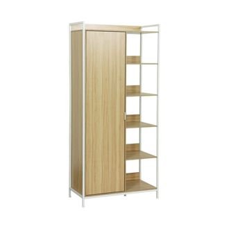 Sweeek M&oacute;dulo armario con 6 estantes y 1 puerta, blanco