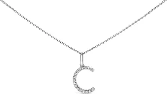 House of Brilliance Sterling Silver Diamond Accent C Initial Pendant Necklace