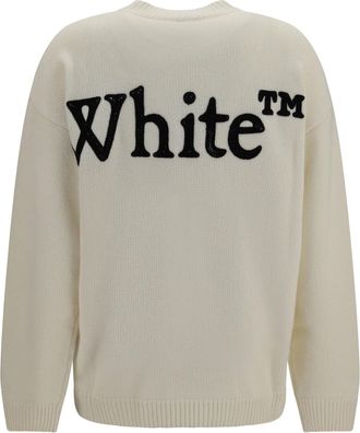 Off-white Womens Bookish Shared Crewneck Sweater Ivory Black