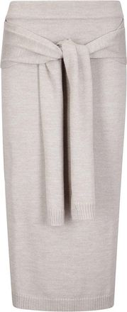 Christophe Lemaire Long Fine Knit Skirt With Ribbed Waistband And Side Slits