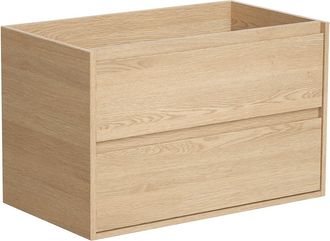 Vente-Unique Mueble de ba&ntilde;o flotante - Chapado en roble - 80 cm - MILIPAM