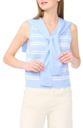 Halogen Tie Shoulder Sleeveless Stripe Sweater in Sweet Blue/ivory at Nordstrom Rack, Size X-Small