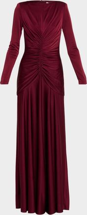 Et Ochs Thea Ruched Glossy Jersey Gown