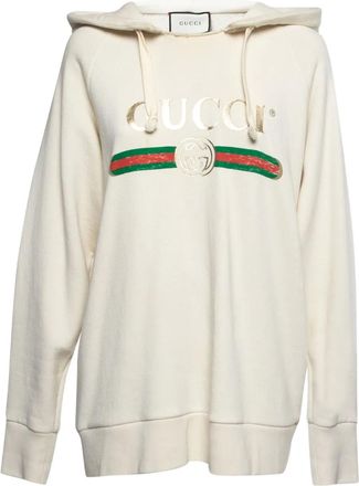 Gucci cotton logo-print hoodie - White