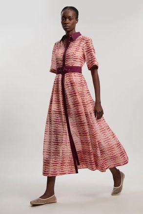 Karen Millen Womens Geo Printed Organdie Woven Midi Shirt Dress - Multicolour - Size 12 UK