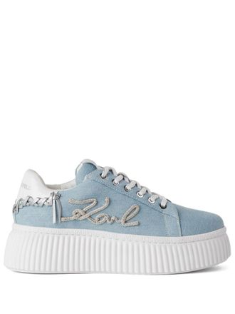 Karl Lagerfeld Whipstitch platform sneakers - women - Polyester/Calf Leather/Rubber - 36 - Blue