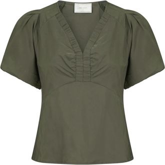 Neo Noir Irina Poplin Blouse - Dames - Blouses - Groen - S - Katoen - Overhemden