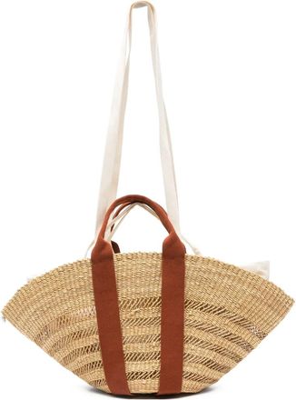 Muuñ straw shoulder bag - women - Straw/Cotton - One Size - Neutrals