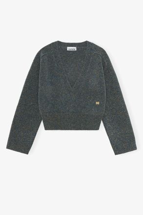 Ganni Blue Coral Jumper in Brushed Mohair - Size XXS Wool