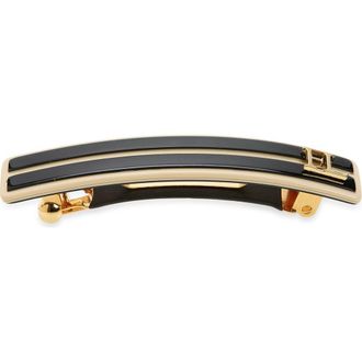 France Luxe Small Stripe Barrette in Black/Ivory at Nordstrom