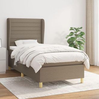 vidaXL Vidaxl - Cama Box Spring Con Colch&oacute;n Tela Gris Taupe 90x200 Cm