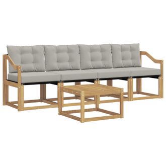 vidaXL Conjunto De Sof&aacute;s De Exterior 5 Pcs Blanco Y Gris Claro Vidaxl